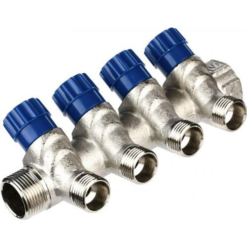 Коллектор General Fittings 6200 3/4"х1/2" 4вых c шаровыми кранами латунь купить с доставкой по РФ