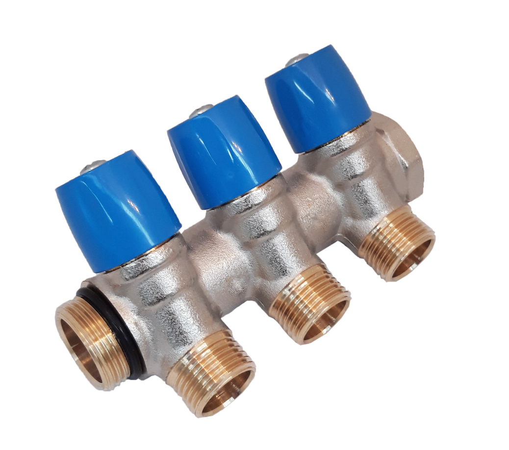 Коллектор General Fittings 6200 (4 выхода) синий вентилями