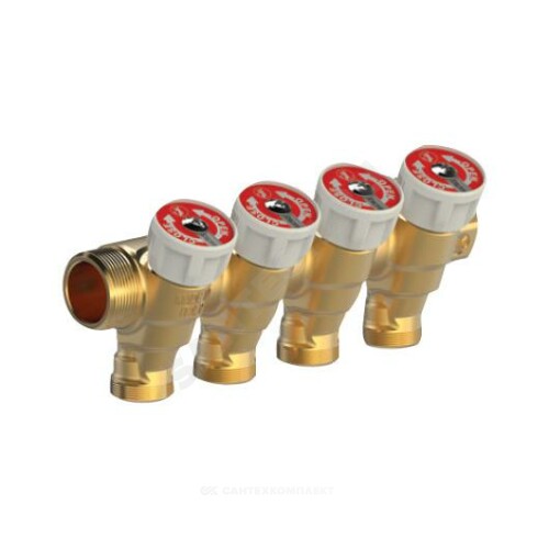 Коллектор латунный с запорными клапанами 3/4" м/р 2в 1/2" н/р 35мм Giacomini