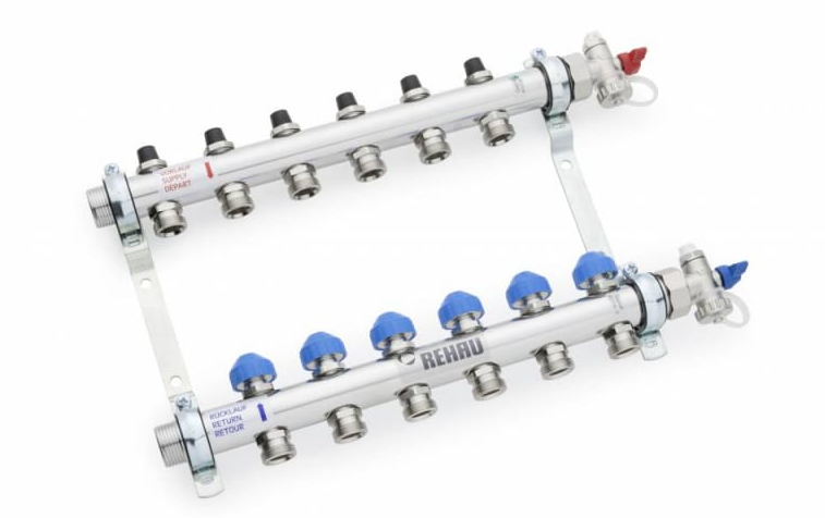 Коллектор, 1", HKV 7, выход-3/4" ЕК, нержавеющая сталь Rehau
