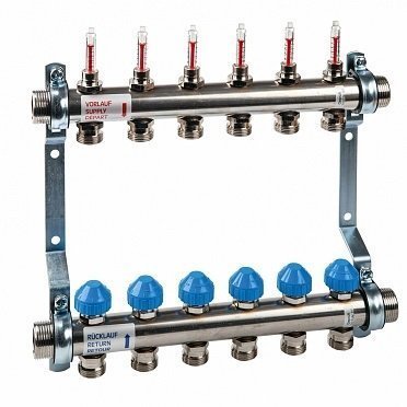 Коллектор Watts HKV 2013A-VA 1"х3/4" 3 вых., c термостат. клапанами, с расходомерами, сталь нерж., (