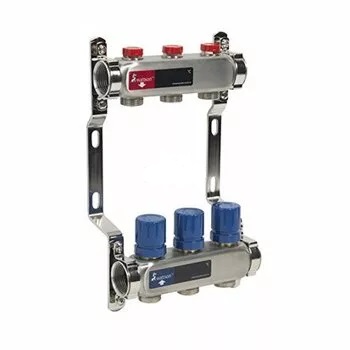 Коллекторная группа Wattson 1" х 3/4" EK на 3 контура с термостатическими и настроечными клапанами, нержавеющая сталь