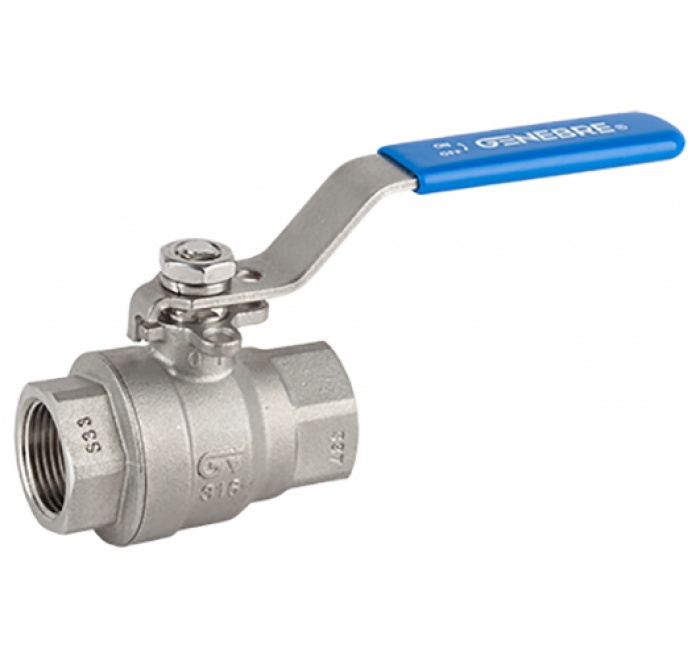Кран шаровой полнопроходной GENEBRE 2014 08 DN040 PN63, CF8M / CF8M / PTFE + 15% GF, ВР/ВР, рукоятка-рычаг
