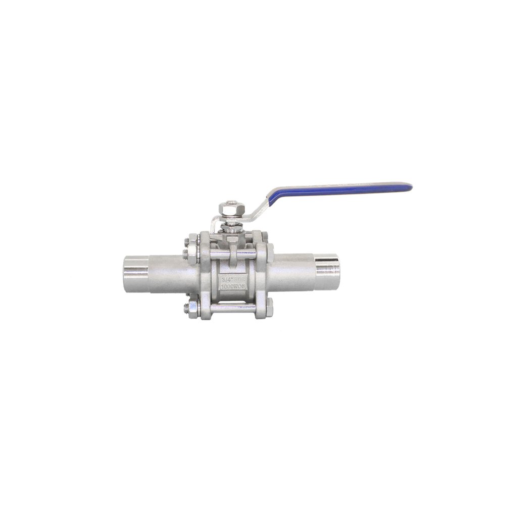 Кран шаровой приварной трехсоставной нержавеющий Newkey (3PC), AISI316 DN15 (1/2"), (CF8M), PN40
