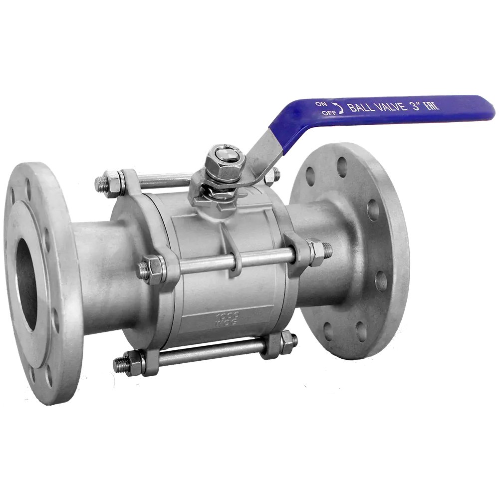 Кран шаровой Newkey фланцевый трехсоставной нержавеющий (3PC), AISI304 DN20 (3/4"), (CF8), PN16 купить с доставкой по РФ