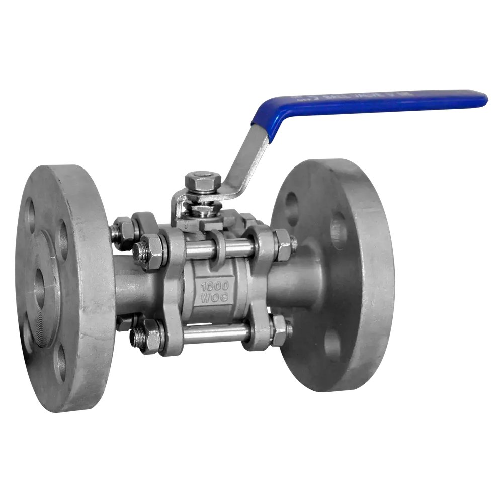 Кран шаровой фланцевый трехсоставной нержавеющий Newkey (3PC), AISI316 DN40 (1_1/2"), (CF8M), PN40