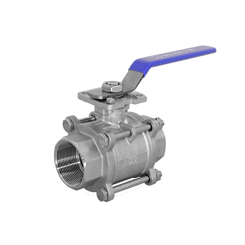 Кран шаровой муфтовый под привод нержавеющий Newkey (3PC), AISI316 DN32 (1_1/4"), (CF8M), PN64