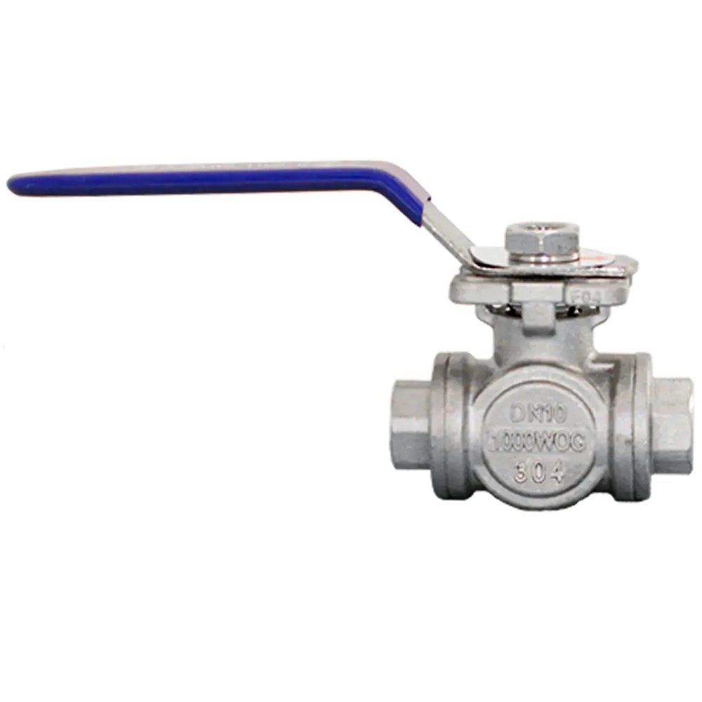 Кран шаровой Newkey трехходовой (L-тип) нержавеющий, AISI304 DN25 (1"), (CF8), PN64