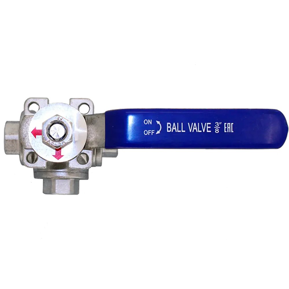 Кран шаровой Newkey трехходовой (L-тип) нержавеющий, AISI304 DN 8 (1/4"), (CF8), PN40 купить по цене 2753 руб.