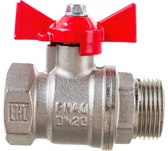Кран шаровой Valfex латунный OPTIMA для ВОДЫ 3/4" ВР/НР бабочка, НИКЕЛИР-ЫЙ 11Б27фт1М VF.218.NLB1.034.Bir