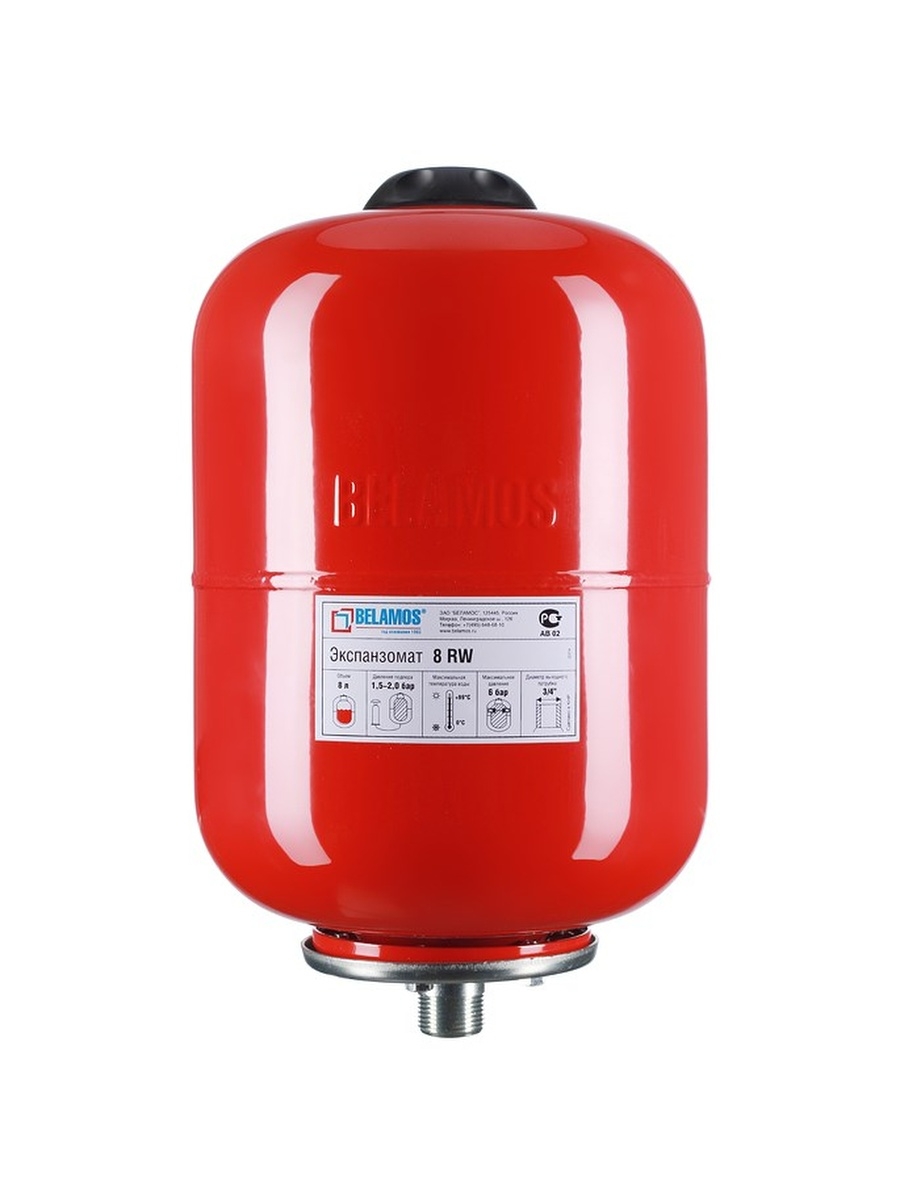 Бак расширительный Belamos RW для отопления 8л, красный верт. d 3/4", 8 bar
