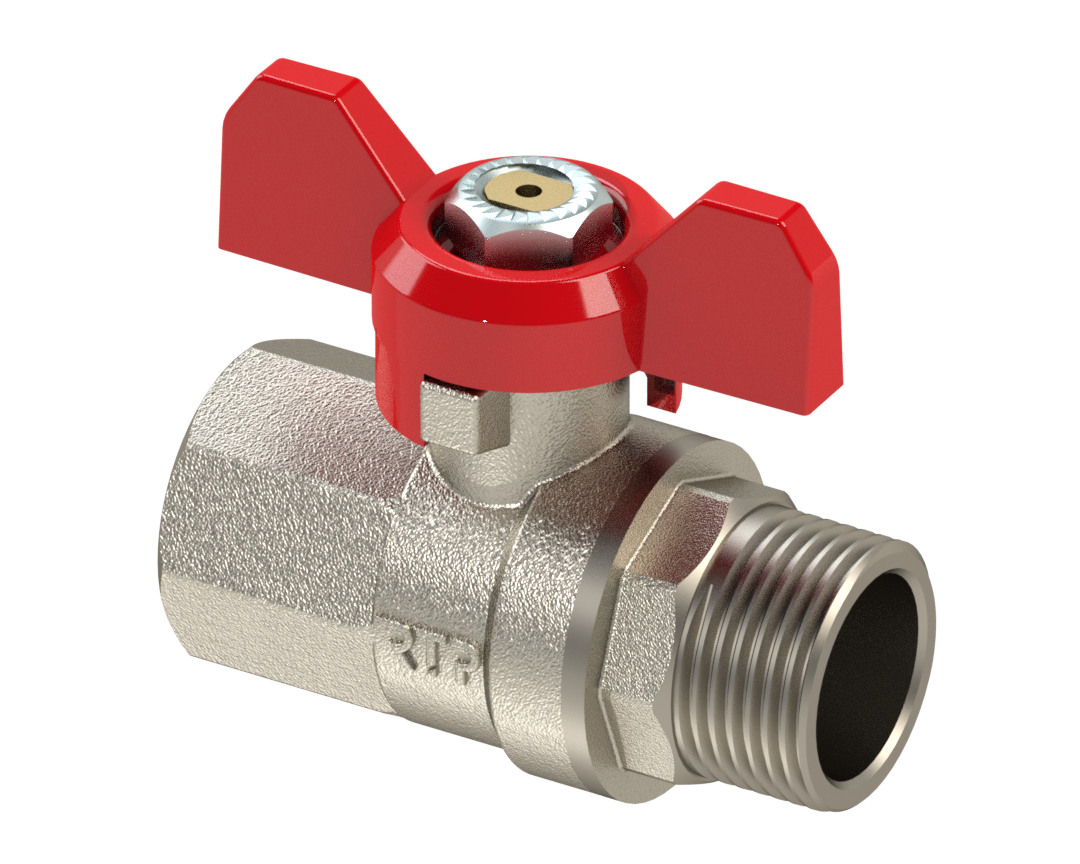 Кран шаровой латунный 1/2" вн/нар PN25 ручка бабочка РостурПласт