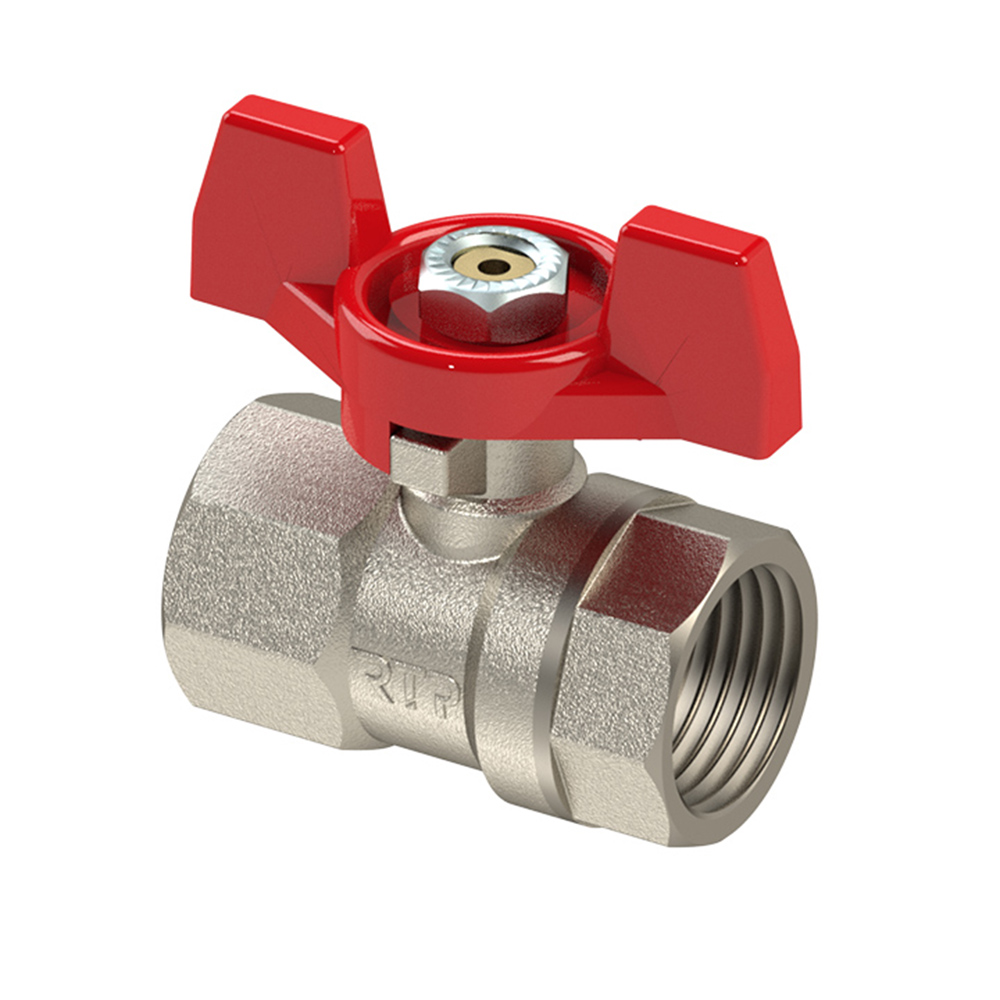 Кран шаровой латунный 1/2" вн/вн PN25 ручка бабочка РостурПласт