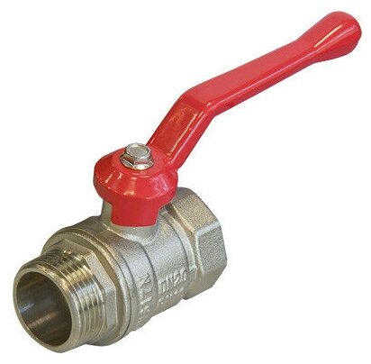 Кран шаровой TIM 3/4 гш «STANDARD» (длиный рычаг красный) никель
