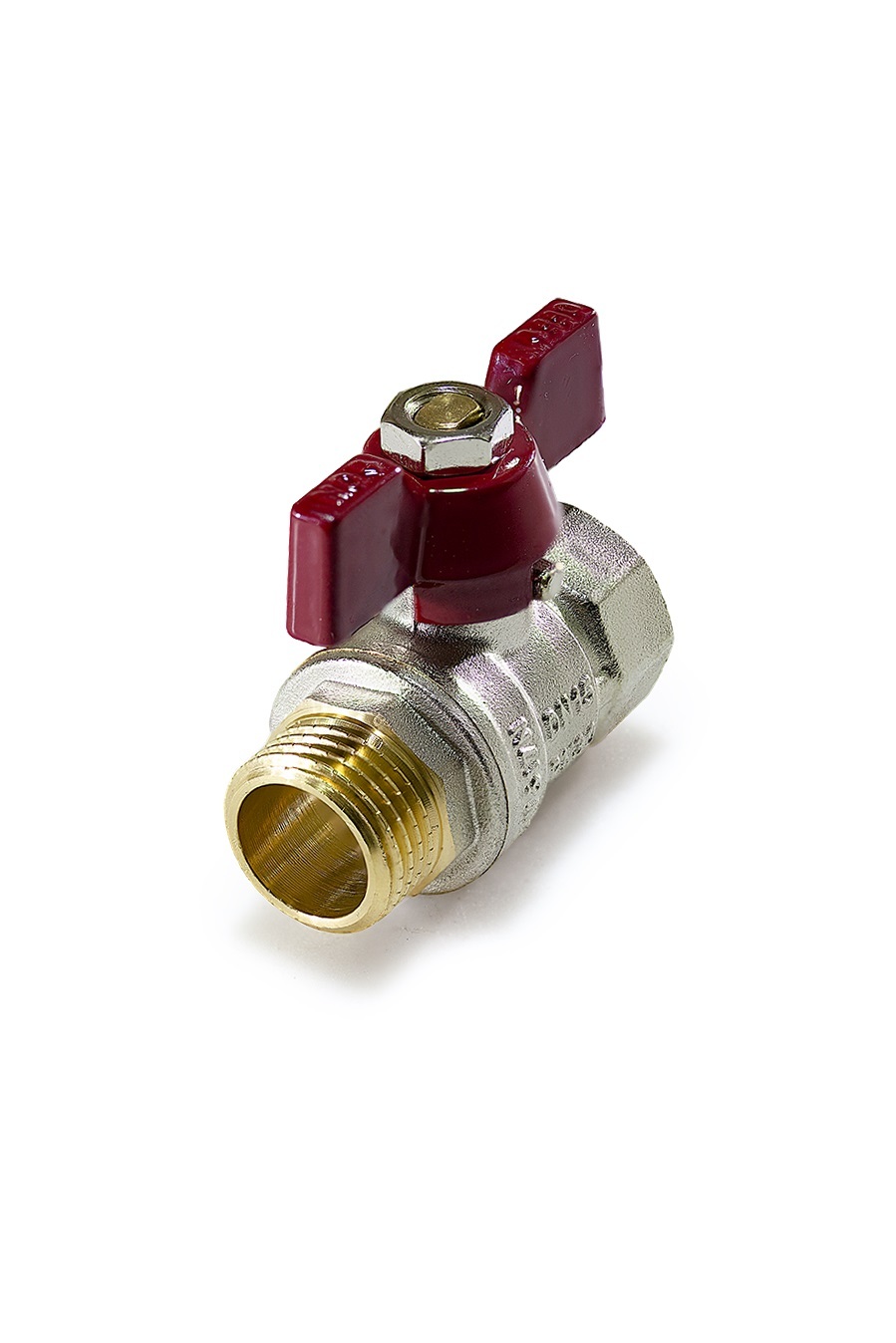 Кран шаровой TIM 1/2 гш «STANDARD» (бабочка красная) никель