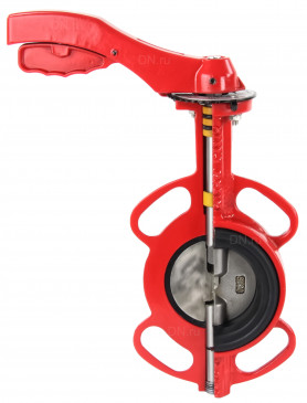 Затвор дисковый поворотный Rushwork 201-150-16, DN150, PN16, GG25 / AISI304 / EPDM, М/Ф, рукоятка, квадрат 14х14
