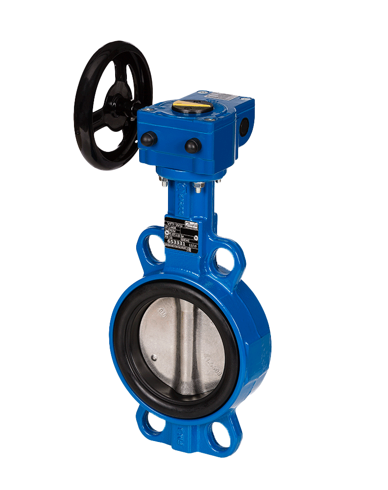 Затвор дисковый поворотный VFY WG Ду 450 Ру16 чугун с редуктором Danfoss 082X3061