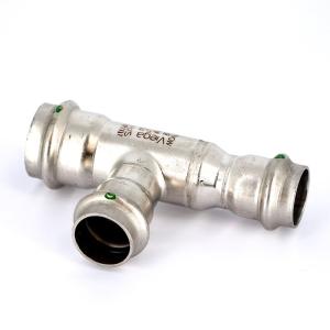 Тройник Sanpress Inox, с SC-Contur, нержав.сталь, 18 мм Viega