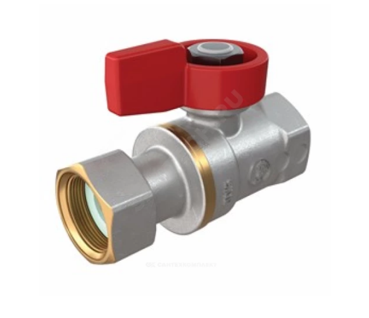 Кран шаровой Giacomini 3/4" F x 3/4" гайка - красн. рук., с вн. резьбой для котлов и счетчиков