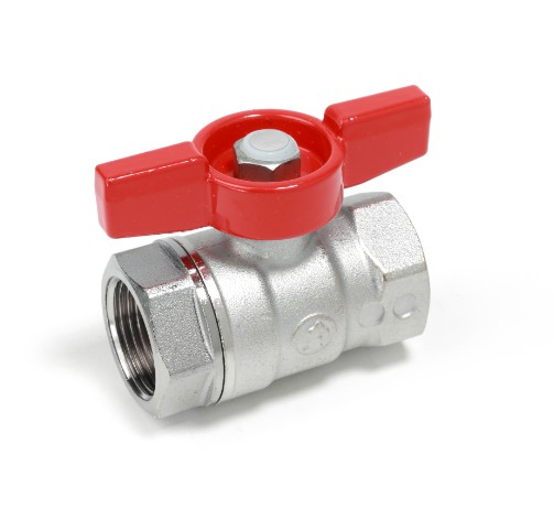 Кран шаровой Giacomini R251D 3/4" ВВ, ручка-бабочка красная, хромированный