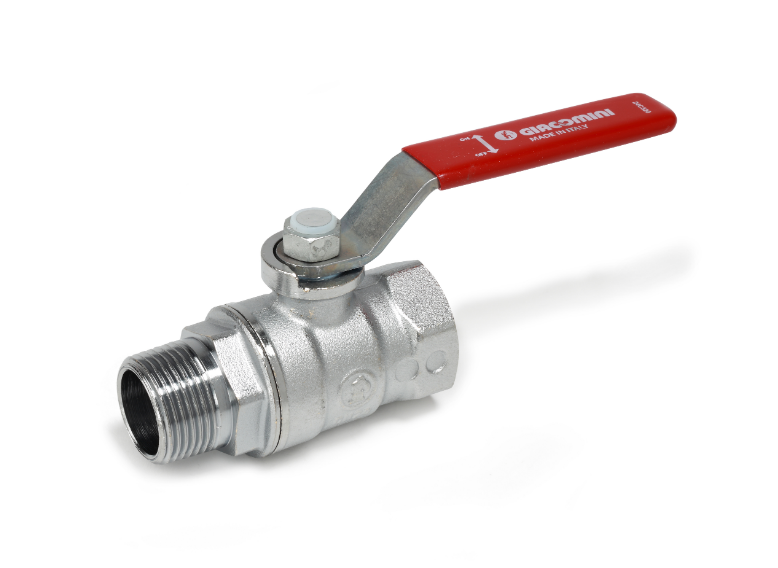 Кран шаровой R254DL 1 1/2", ВН, рычаг красный, хромированный Giacomini