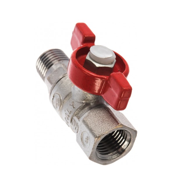 Кран шаровой, R254D, 1 1/4", ВН, ручка-бабочка красная, хромированный Giacomini