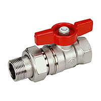Кран шаровой, R259D, 1 1/4", 1 1/4", ВН, ручка-бабочка красная, хромированный, с разъемным соед. Giacomini