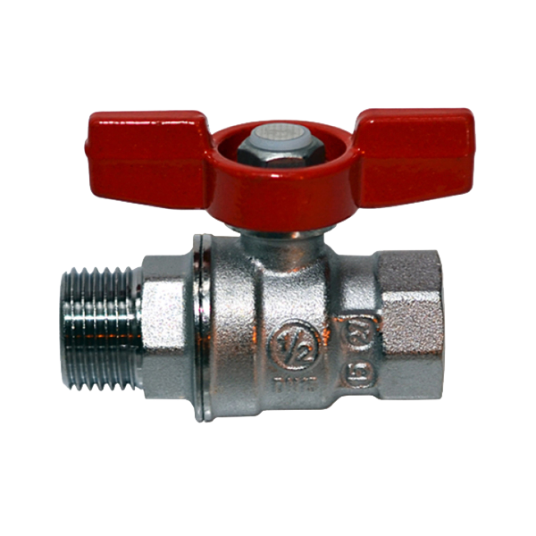 Кран шаровой R854 1 1/4" ВН ручка-бабочка красная, хромированный Giacomini