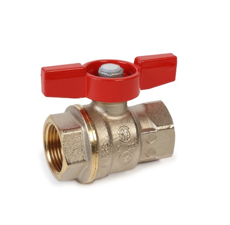 Кран шаровой, R911, DADO, 3/4", ВВ, ручка-бабочка красная, никелированный Giacomini