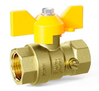 Кран шаровой латунный LD Pride GAS Ду15 М20 Ру16 бабочка (G1/2 х М20)