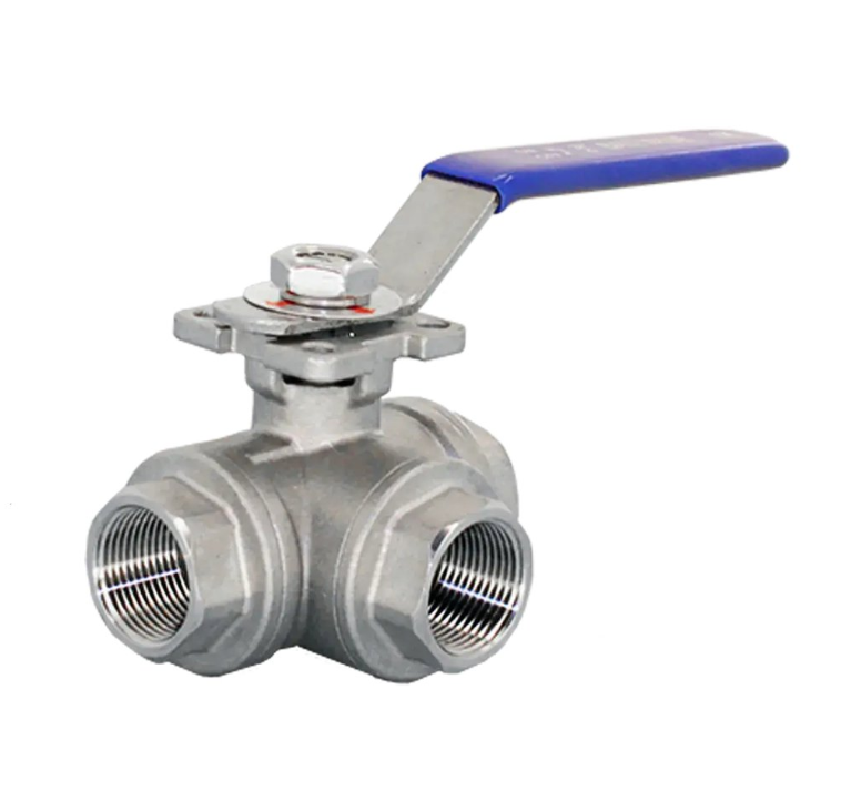 Кран шаровый Newkey трехходовой (L-тип) нержавеющий, AISI316 DN20 (3/4"), (CF8M), PN64