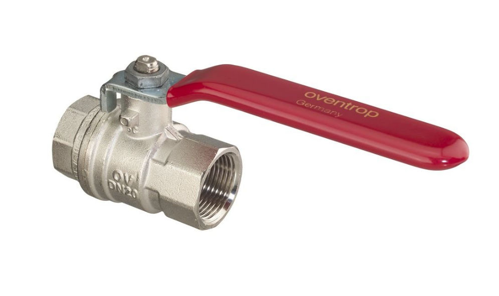 Кран шаровой Oventrop Optibal, DN-20, 3/4", ВВ, PN, бар-16, ручка-рычаг из оцинкованной стали, никелированный