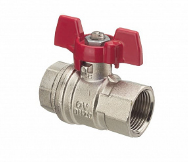 Кран шаровой Oventrop Optibal, DN-25, 1", ВВ, PN, бар-16, ручка-бабочка, никелированный