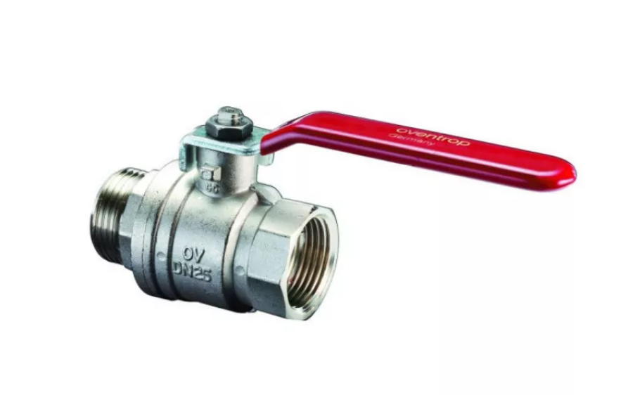 Кран шаровой, Optibal, DN-32, 1 1/4", НВ, PN, бар-16, ручка-рычаг из оцинкованной стали, никелированный Oventrop