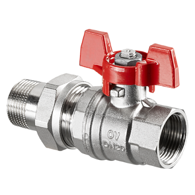 Кран шаровой, Optibal, DN-15, 1/2", НВ, PN, бар-16, ручка-бабочка, никелированный Oventrop