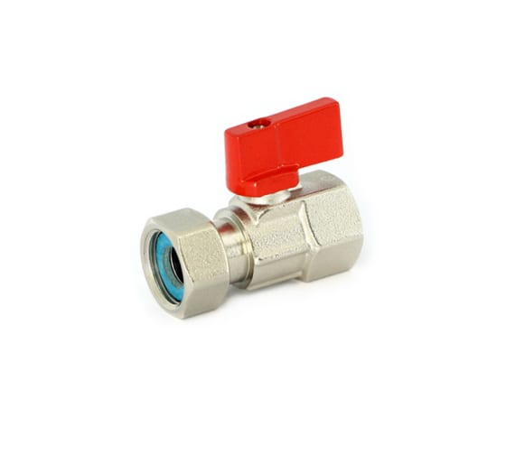 Кран шаровой мини Uni-Fitt ВВ 1/2" с накидной гайкой флажок красный металл