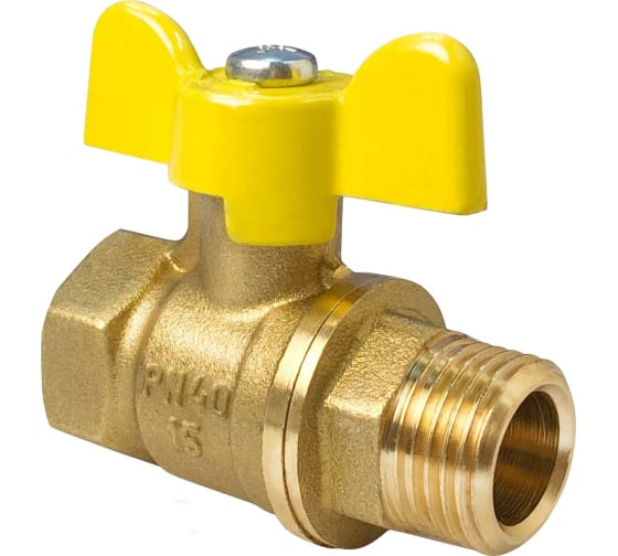 Кран шаровой Valfex для ГАЗА 1/2" ВР/НР ручка-бабочка, латунный 11Б27фтМ купить с доставкой по РФ