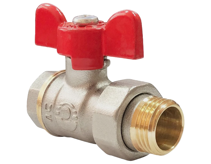 Кран шаровой Valfex OPTIMA резьб. 3/4", PN25, латунь, вн.- нар. с американкой, с бабочкой