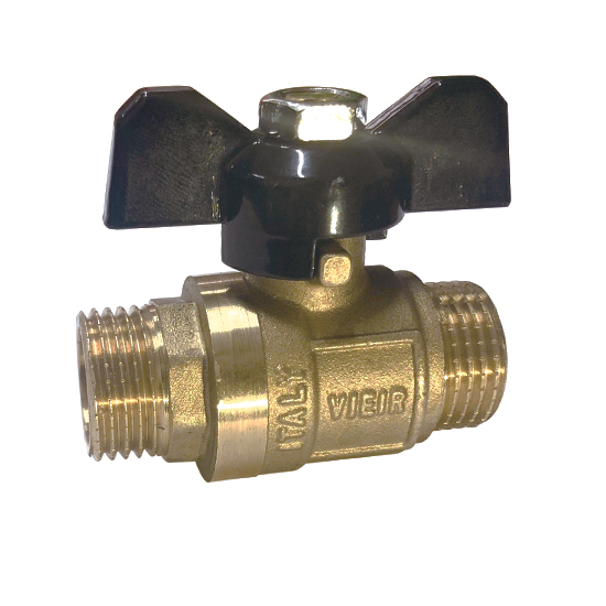 Кран шаровой Vieir 1/2" М/М (бабочка) усилен. желтый