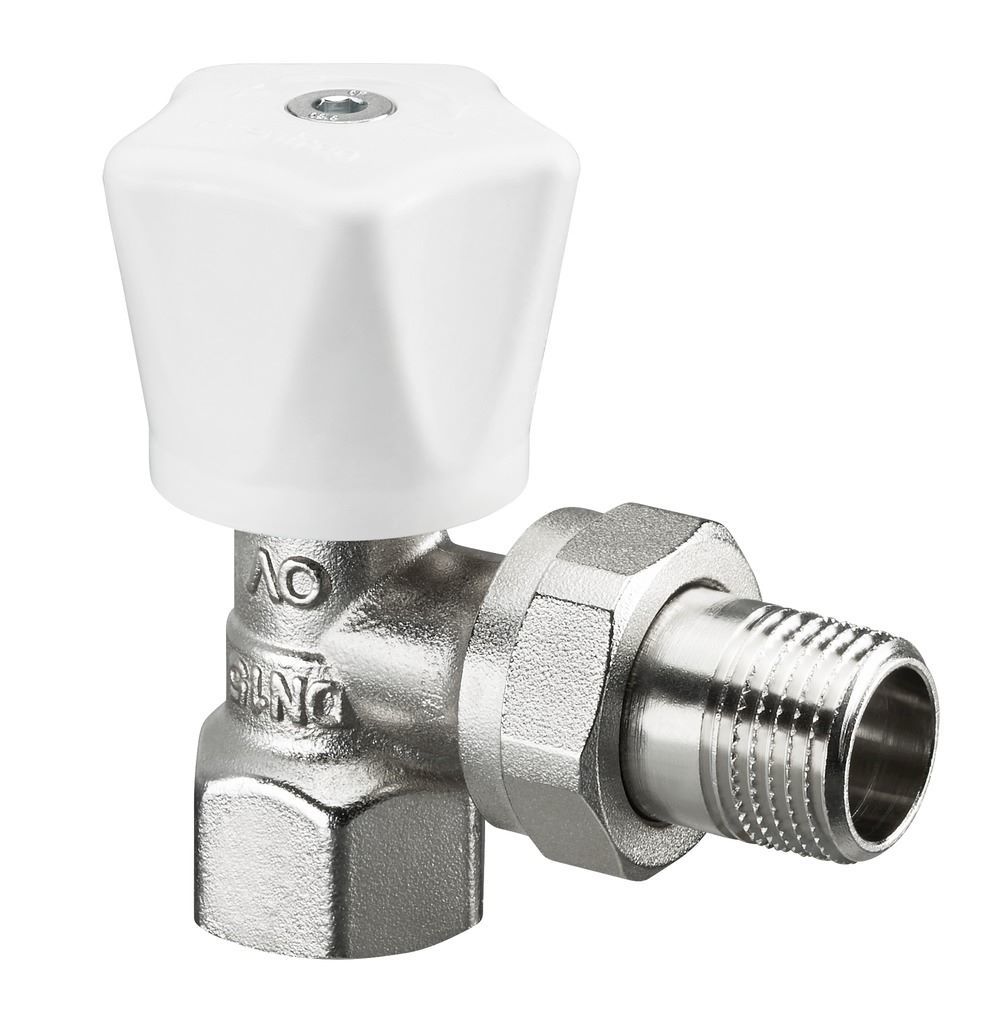 Вентиль, серия HR, угловой, DN-20, 3/4", ВН, хромированный, маховик белый Oventrop