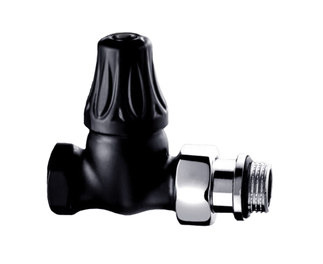 Запорный клапан SR Rubinetterie прямой серия Floral Old Style 1/2", черный матовый