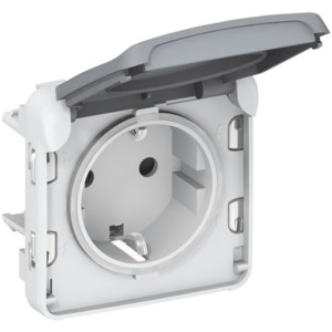 Розетка Legrand Plexo с заземлением и крышкой, 16А, 250В, IP55, белый