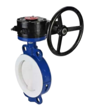 Затвор дисковый поворотный DN.ru WBV3434Pf-2W-Fb-R Ду250 Ру16 корпус - углеродистая сталь WCB, диск - углеродистая сталь WCB, уплотнение - PTFE, футерованный, межфланцевый, с ISO-фланцем F10, квадрат 22х22, крутящий момент 242Нм, с редуктором