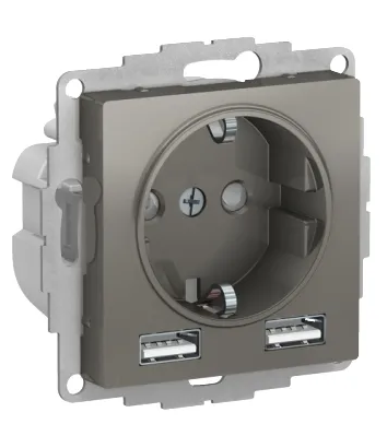 Розетка A+A, 5В/2,4 А, 2х5В/1,2 А, механизм Systeme Electric AtlasDesign Сталь SO + USB купить с доставкой по РФ