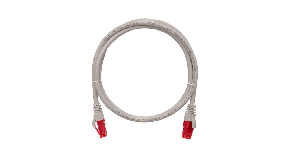 Коммутационный шнур NIKOMAX U/UTP 4 пары, Кат.6a (Класс Ea), 500МГц, 2хRJ45/8P8C, T568B, заливной, с защитой защелки, многожильный, BC (чистая медь), 24AWG (7х0,195мм), LSZH нг(А)-HFLTx, серый, 1м купить с доставкой по РФ