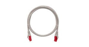 Коммутационный шнур NIKOMAX U/UTP 4 пары, Кат.6a (Класс Ea), 500МГц, 2хRJ45/8P8C, T568B, заливной, с защитой защелки, многожильный, BC (чистая медь), 24AWG (7х0,195мм), LSZH нг(А)-HFLTx, серый, 1м