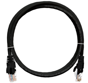 Коммутационный шнур NIKOMAX U/UTP 4 пары, Кат.5е (Класс D), 100МГц, 2хRJ45/8P8C, T568B, заливной, с защитой защелки, многожильный, BC (чистая медь), 24AWG (7х0,205мм), PVC нг(А), черный, 0,5м