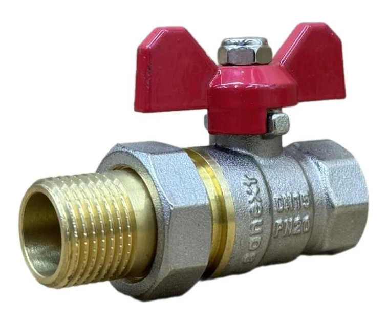 Шаровой кран SANEXT Ду 20, НР-ВР 3/4" со сгоном (Американка) бабочка купить с доставкой по РФ