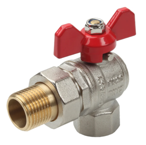Шаровой кран SANEXT Ду 15, НР-ВР 1/2" угловой со сгоном (Американка) бабочка