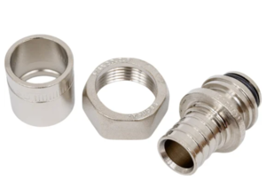 Резьбозажимное соед. SANEXT 20 x 2.8-3/4", Sanext, обжим-резьба, вн., латунь никелированная, евроконус, с накидной гайкой